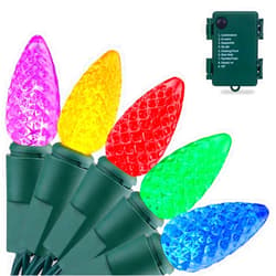RECESKY C3 Bulbs Christmas String Lights with Built-in Timer - 50 LED 16.4ft Battery String Lights for Outdoor and Indoor, Fairy Lighting Garden, Yard, Garland, House, Xmas Tree, Christmas Decorations