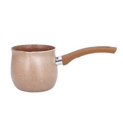 Kuuleyn Enamel Milk Pan, Single Handle Coffee Warmer Boiling Pot Mini Milk Pan, Dansk Butter Warmer, Aluminum Alloy Non Stick Anti Scalding for Cooking(Brown)