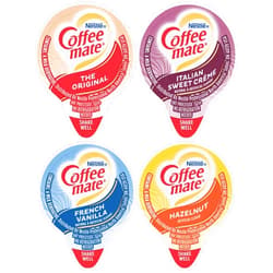 Nestle Coffee mate Liquid .375oz Variety Pack (4 Flavor) 100 Count includes Original, French Vanilla, Hazelnut, Italian Sweet Crème
