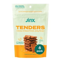 Jinx Tenders Chicken Jerky Dog Treats, All Natural Ingredients, Soft & Chewy, Low-Calorie, Slow-Smoked Chicken & Sweet Potato, No Fillers, 5oz, 6 Pack