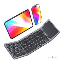 MEETION Foldable Keyboard with Touchpad, Bluetooth Wireless Portable Keyboard, Rechargeable Ultra Slim Pocket Folding Keyboards, Full Size Keys, Travel for iOS Android Windows Laptop PC Tablet