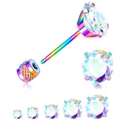 Osayia 316L Surgical Stainless Steel Threadless Flat Back Earrings 2-6mm Hypoallergenic CZ Cartilage Earrings Studs Set Push-in Flat Back Stud Earrings Tragus Helix Piercing Jewelry for Women and Men