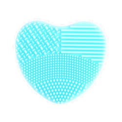 Sonew Makeup Brush Cleansing Brush Cleaner,Soft Silicone Washing Scrubber,Heart shaped Scrub for Cosmetic Makeup Brush Cleaning Mat Blue