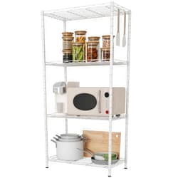 HOMEFORT 4-Shelving Unit, Adjustable Wire Shelving, Metal Wire Shelf with Shelf Liners and Hooks for Kitchen, Closet,Bathroom, Laundry, White,21