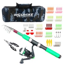 Mouhike Telescopic Fishing Pole Reel Combo Ultralight Fishing Rod Spinning Reel with Tackle Bag All-in-One Fishing Accessories Fishing Gear Gifts Kit for Kids Adults Youth Beginner Saltwater Freshwater