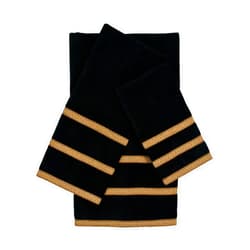 Sherry Kline Triple Row Gimp Black 3-Piece Decorative Embellished Towel Set
