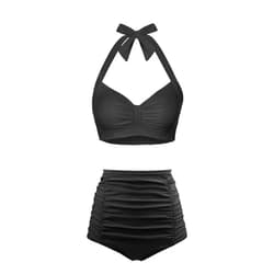 Holipick Women Two Piece Swimsuit High Waisted Bikini Sets Tummy Control Bathing Suit Vintage Halter Swimwear