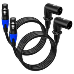 Seefeful (2Pack / 11.8inch) XLR Right-Angle Male to Straight Female Microphone Extension Cable, for Powered Speakers,Audio Interface or Mixer for Live Performance & Recording