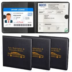 Supreme Pro Car Auto Insurance Registration BLACK Document Wallet Holders 4 Pack,Automobile, Motorcycle, Truck, Trailer Vinyl ID Holder & Visor Storage,Necessary in Every Vehicle,4 Pack Set