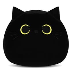 Auspicious beginning Black Cat Plush Toy-10'' Black Cat Stuffed Animal, Black Cat Anime Plush Cute Soft Plush Cat Plushie Stuffed Cat Toys, Cat Plush Pillows Toy Doll Decoration Doll Gift for Kids Girls Boys