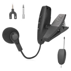 Amoper Wireless Instrument Microphone,UHF Clip Condenser Mic,for Horns,Trumpets,Clarinets, Saxophones, Cello, Computer, Phone, Speakers, Voice Amplifier 131ft Range, 1/8 and 1/4'' Port