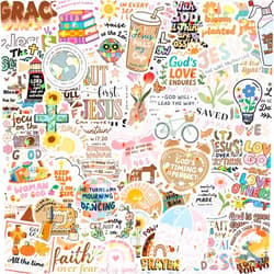LOOAEFX 120PCS Christian Bible Verse Stickers, Inspirational Bible Verse Stickers for Water Bottles Boho Religious Faith for Journaling Scrapbook Laptop, Christian Gifts
