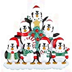 Polar X PolarX Winter Penguin Family of 7 Personalized Christmas Tree Ornament