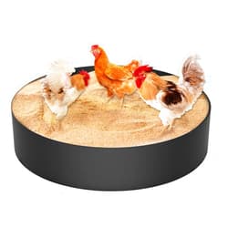 GHWMYD Chicken Dust Bath Tub, Round Chicken Lime Grit Container, 25in X 5.9in Ajustable Size with 10PCS Nails, Bottomless Design for Chickens Ducks Turkeys Outdoor Use, Chicken Coop Accessories