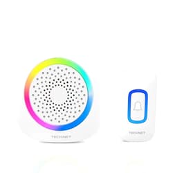 TECKNET Wireless Doorbell, Portable Doorbell with RGB Light, Battery Powered IP66 Waterproof Cordless Door Chime Kit, 1300 ft Wireless Range, 60 Chimes & 5 Level Volume, Using Time up to 4.5 Years