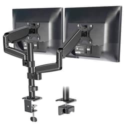 MOUNTUP Dual Monitor Desk Mount, Dual Monitor Stand for Desk Fits 17 to 32 Inch Screen, Gas Spring & Height Adjustable Computer Monitor Desk Mount for 2 Monitors, VESA Mount with Clamp/Grommet Base