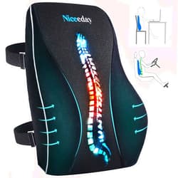 Niceeday Lumbar Support Pillow for Office Chair Car Back Support Pillow, Memory Foam Gaming Chair Desk Chair Back Cushion for Lower Back Pain Relief, Ergonomic Back Rest with Double Adjustable Straps