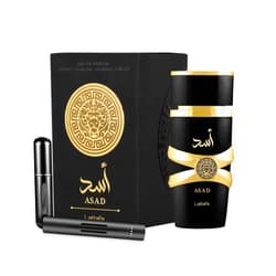 JUSPIT Bundle Lattafa Asad Eau De Parfum for Men Perfume Gift set, 3.4 Fl Oz, bundle with Car Fresheners, Travel Atomizer