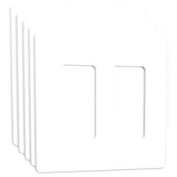 Amerisense Outlet Cover, Screwless Decorator Wall Plate, Light switch Power Plug Cover, 2-Gang Standard Size, White, 5 Pack