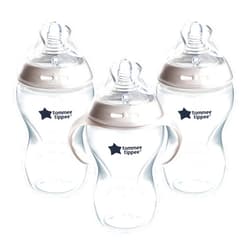 Tommee Tippee Baby Bottles, Natural Start Anti-Colic Baby Bottle with Thicker Feed Breast-Like Nipple, 11oz, 6 Months+, Self-Sterilizing, Baby Feeding Essentials, 3 Pack