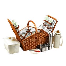 Picnic at Ascot Huntsman English-Style Willow Picnic Basket with Service for 4 and Coffee Set - Gazebo