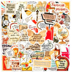 LMKNJBHV 50pcs Vintage Aesthetic Inspirational Stickers Pack,Retro Vinyl Waterproof Positive Decals for Laptop Water Bottles Phone Scrapbook Journal