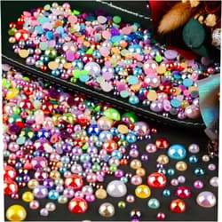 Sinyanail 2200Pcs Flatback Pearls for Crafts,Assorted Sizes Half Round Pearl Beads Rhinestones for Nails,Pearl Flatback Resin Cabochons Beads for DIY Crafts Decoration (Colorful)