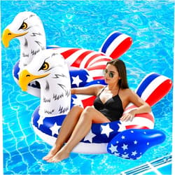 VercanMonth 2 Pcs 45 Inch Giant Inflatable USA Eagle Pool Float Independence Day Patriotic Eagle Pool Float 4th of July Inflatable Tube for Pool Summer Beach Lake Party