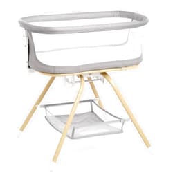 ANGELBLISS 3 in 1 Baby Bassinet, Rocking Bassinets Bedside Sleeper with Calming Motion, Portable Nest for Newborn Infant, Breathable Mesh (Grey)