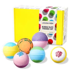 Lagunamoon Bath Bombs Gift Set - 6pc XXL Handmade Fizzy Shower Bombs with Essential Oils + Coconut Oil to Moisturize Dry Skin - Relaxing Spa Day for Women, Men, & Kids - Birthday, Anniversary, Bridal