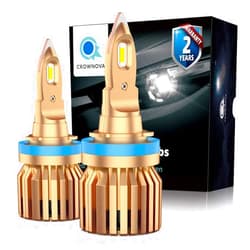 Crownova B2 h11 led headlight bulbs 8000 lumens 60W 6000K daylight white external driver with load resistor and anti-flicker CANbus decoder 2-pack H11/H8/H9
