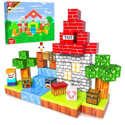 Goody King Magnetic Blocks | 100PCS Magnet Building Cube Game, Constructions Toys for Boys & Girls Age 3-4, 5 6 7 8 9 10, STEM Montessori Stacking Toy, Sensory Tiles Building Christmas for Toddlers