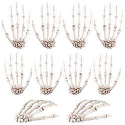 Tatuo 10 Pieces Halloween Skeleton Hands Plastic Human Hand Bone Decoration Zombie Party Terror Scary Prank Props for Party Favor
