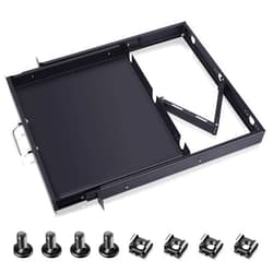 Dunzy 1U Rack Mount Sliding Keyboard Tray Cantilever Network Equipment Racks 19 Inch Cabinet Rack Drawer Sliding Rack Shelf for Server Data Music Studio Accessories