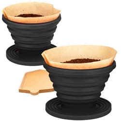 COLETTI Sierra Camping Pour Over Coffee Dripper — Collapsible Pour Over Coffee Dripper — Includes Pack of Paper Filters [Black, Pack of 2]