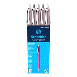 Schneider® Limited Edition Slider Rave Colors, XB (Extra Broad) Ballpoint Pen, Refillable + Retractable, 1.4 mm, Pearl Barrel, Blue Ink, Box of 5 Pens (132519)