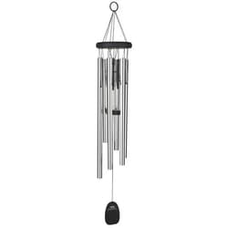 Woodstock Chimes Woodstock Wind Chimes Pachelbel's Canon in D, Silver Aluminum Tubes, Medium 32 - Inch, Deep Toned Windchime for Outdoor Decor for Garden, Patio, Porch