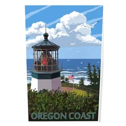 Lantern Press 8x12 Inch Art Print Wall Decor, Oregon Coast, Lighthouse Scene