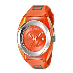 Gucci unisex-adult Analog Display Swiss Quartz Orange SYNC Watch(Model:XXL YA137108)