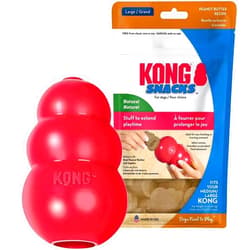 KONG Classic Dog Toy, Large Snacks Peanut Butter Snacks Large Dog Treats 11 Ounces, Combo Bundle