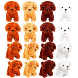 Elcoho 16 Pieces 4 Inches Mini Plush Dogs Stuffed Puppy Dog with Keychain Cute Stuffed Animal Toy Soft Toys Party Favor for Goodie Bag Birthday Party Gifts, 4 Colors (Curly Puppy)