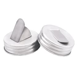 Mason Jar Lifestyle Grain Dispenser Pouring Stainless Steel Lids by Mason Jar Lifestyle (2 Pack, Regular Mouth)