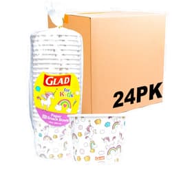 Glad for Kids Unicorn Paper Snack Bowls, Lids Not Included - Disposable Snack Bowls with Unicorn Design for Kids Heavy Duty Disposable Paper Bowls for Everyday Use, 12 Ounces, 20 Count - 24 Pack