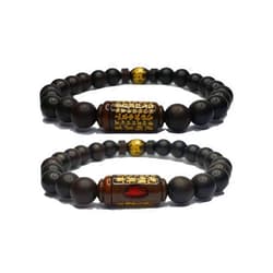 Generic Buddhist Bracelet - 1pcs Buddhism Chinese Zodiac Made of Jujube Tree and Three Charm (Energize, Achievement, Health) Included Original Chakra Infused Word of Buddha for Men Woman 8mm Beads