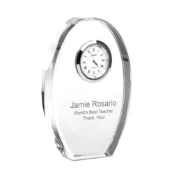 Executive Gift Shoppe | Distinguished Collection Personalized Oval Crystal Desk Clock with Custom Engraving