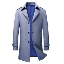 FTIMILD Men's Wool Blend Trench Coat Checkered Single Breasted Pea Coat Notched Lapel Slim Fit Overcoat