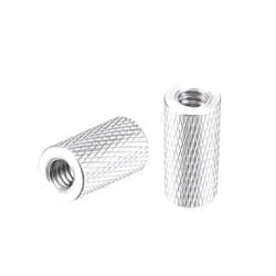uxcell 1/4-20 x 10mm x 20mm Aluminum Alloy Hand Screw Nuts Diamond Knurl Knurled Camera Tripod Pass Hole Nut Silver 2pcs