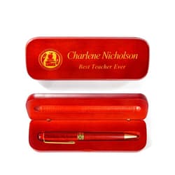 Nyareka Personalized Wooden Pen with Case, Custom Red Rosewood Ballpoint Pen with Gold Engraved Text, Great Gift Idear for Teach, Doctor and Nurse