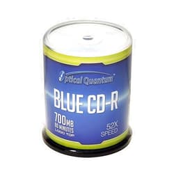 Optical Quantum Blue AZO CD-R 700MB 52X Recordable Media Disc for Data and Music 100pk Spindle Frustration Free Box