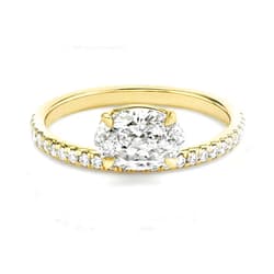 CausYou 1.5 Carat Oval Cut East-West Pave Moissanite Engagement Ring, D Color VVS1 Clarity 10K / 14K / 18K Gold Vintage Style Antique Promise Ring for Women, Bridal Anniversary Gift for Wife